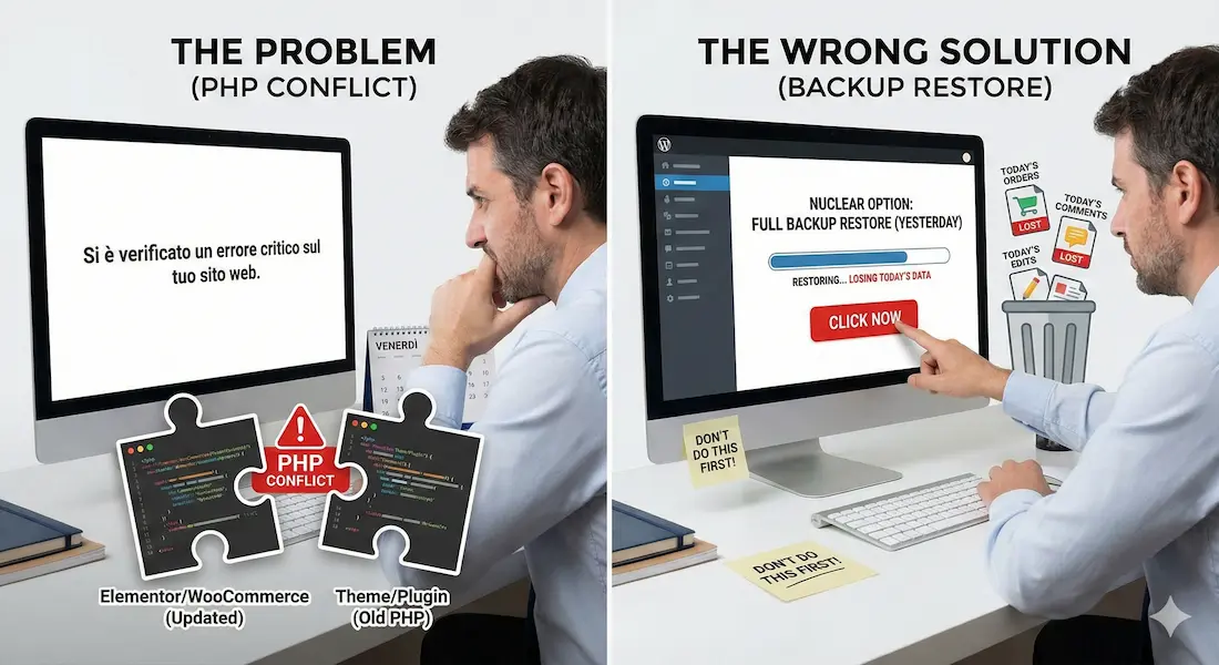errore critico wordpress