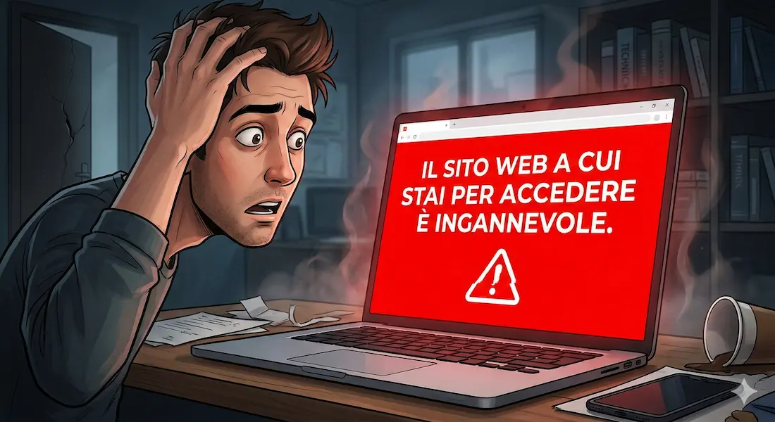 schermata sito web ingannevole
